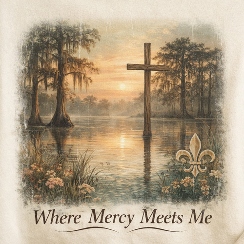 Where Mercy Meets Me Shirt | Christian Easter Shirt | Southern Faith Tee | Bayou Swamp Cross T-Shirt
